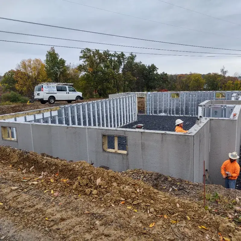 Poured concrete foundation walls for a new custom home build