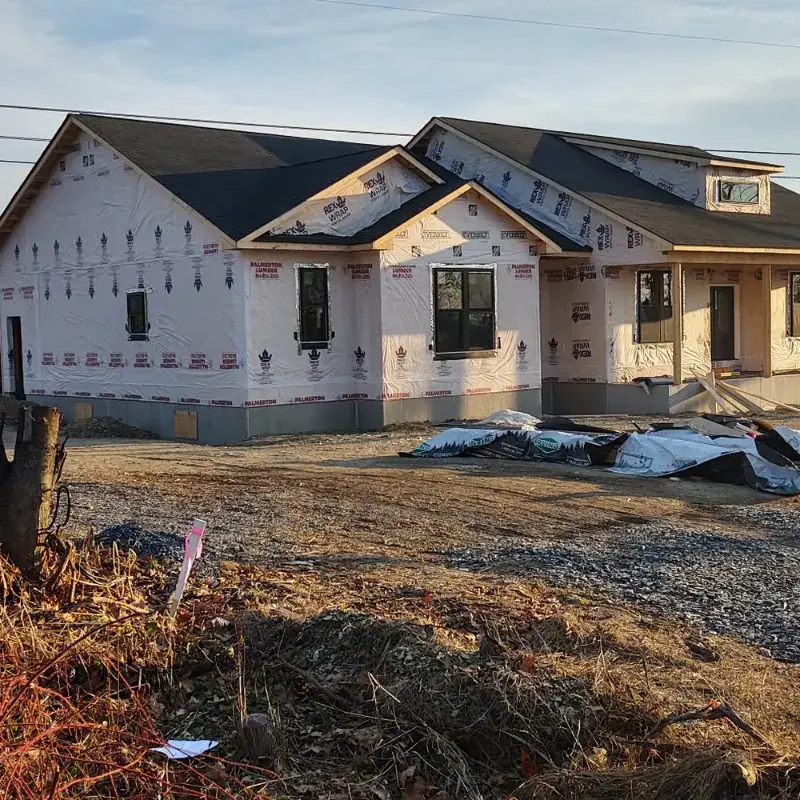 New custom home framed and wrapped, ready for exterior finishes